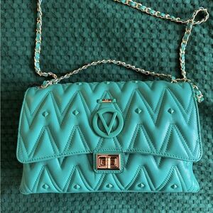 Mario Valentino Turquoise Quilted Shoulder Bag